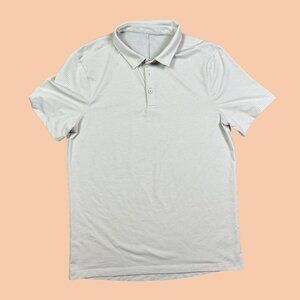 Lululemon Men's White Gray Striped Polo Shirt Est Size Medium